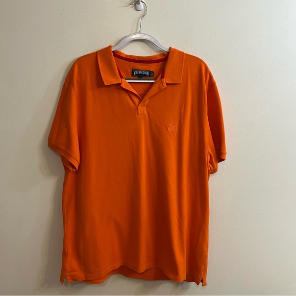 VILEBREQUIN Tencel Polo Shirt Solid Orange Men’s Sz XXXL 100% Cotton Turtle - Picture 1 of 10